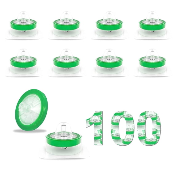100Pcs Syringe Lab Filter, Sterile PES Hydrophilic Filters, 0.22um Pore Size, 13mm Membrane Diameter for Laboratory, Individually Packed