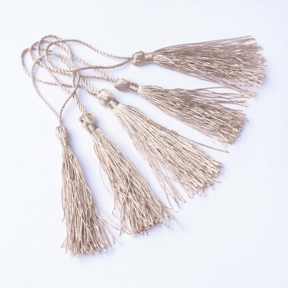 100Pcs Tassels Charms Pendants Polyester Tassel Pendant with Loops 4.7 inch Pendant Decoration Handmade Tassel Craft for Bookmark Keychain DIY Jewelry(Tan) Tan