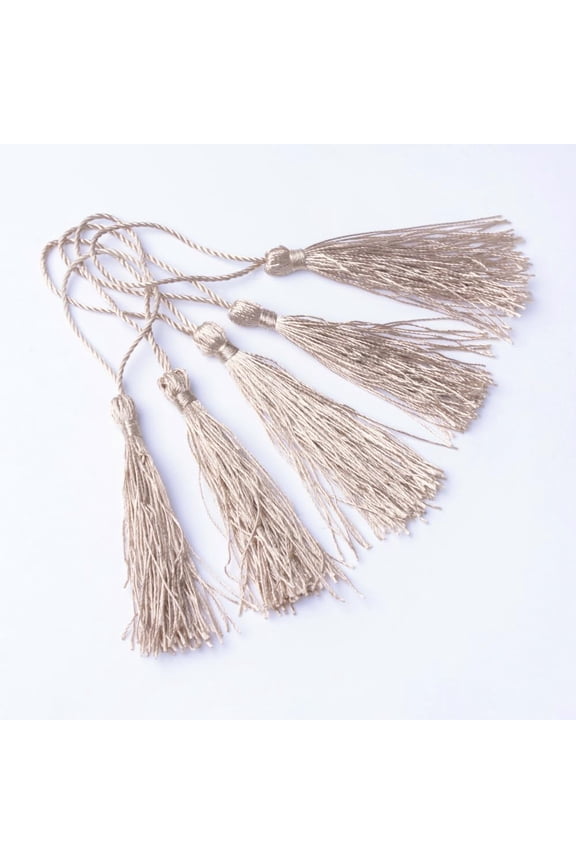 100Pcs Tassels Charms Pendants Polyester Tassel Pendant with Loops 4.7 inch Pendant Decoration Handmade Tassel Craft for Bookmark Keychain DIY Jewelry(Tan) Tan