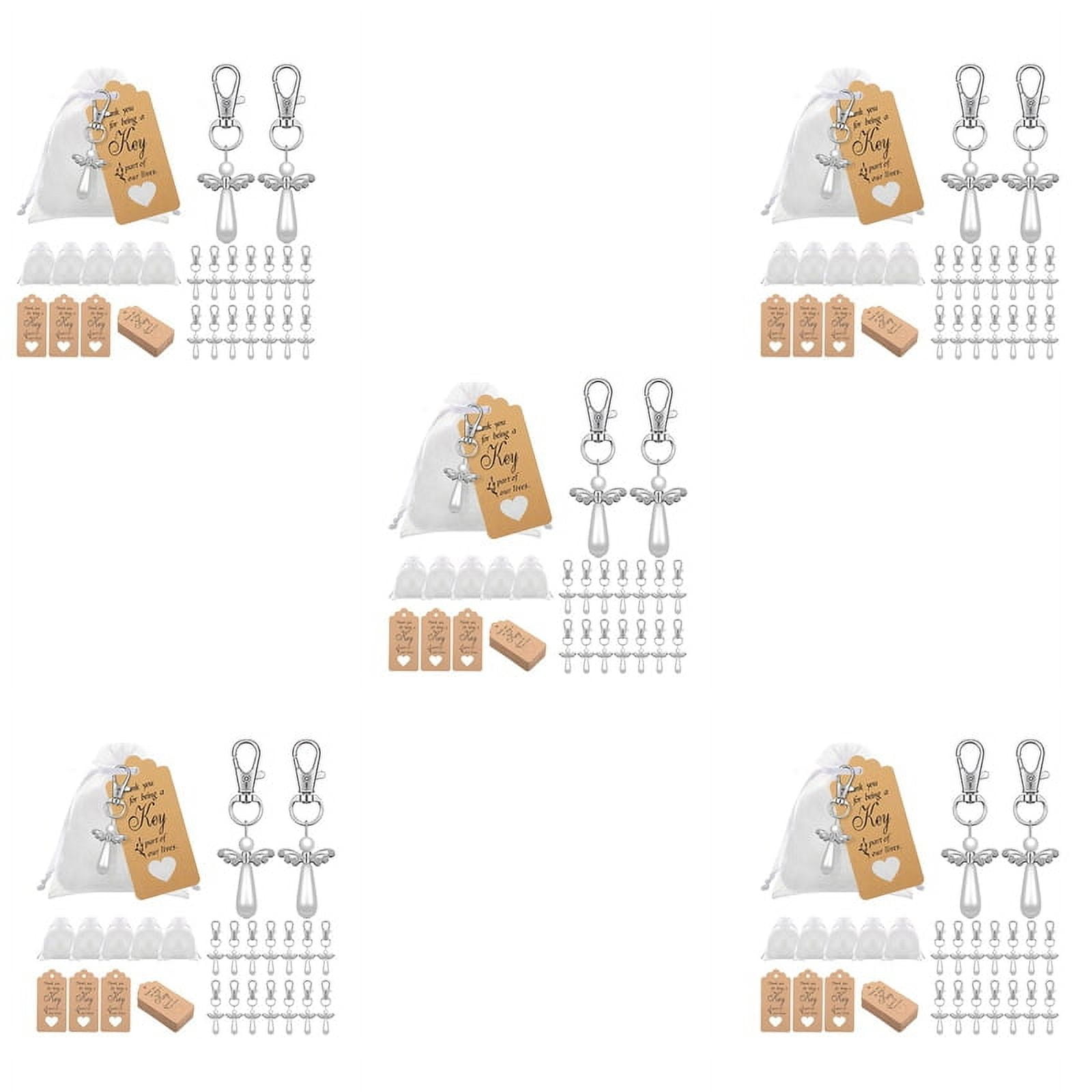 100Pcs Thank You Gift Angel Keychains Wedding Favors for Baby Shower Birthday Giveaway