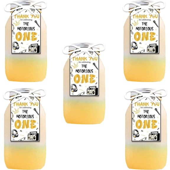 100Pcs The Notorious One Birthday Decorations, Black Gold 1st Birthday Party Favors Tags with Strings, Hip Hop Theme Thanks You for Celebrating The Notorious One Tags for Return Gift