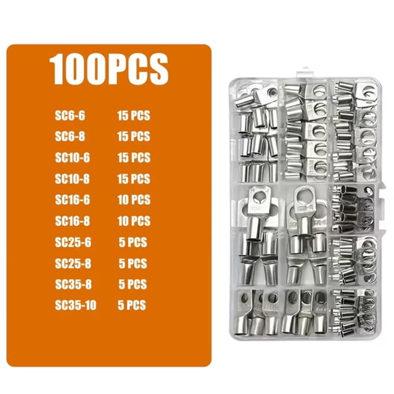 100Pcs Tin-Plated Crimp Rings, Crimp Ring Connectors for Marine/Automotive Applications, Wire Crimp Kits for Cable Terminals and Electrical Wiring(Silver)