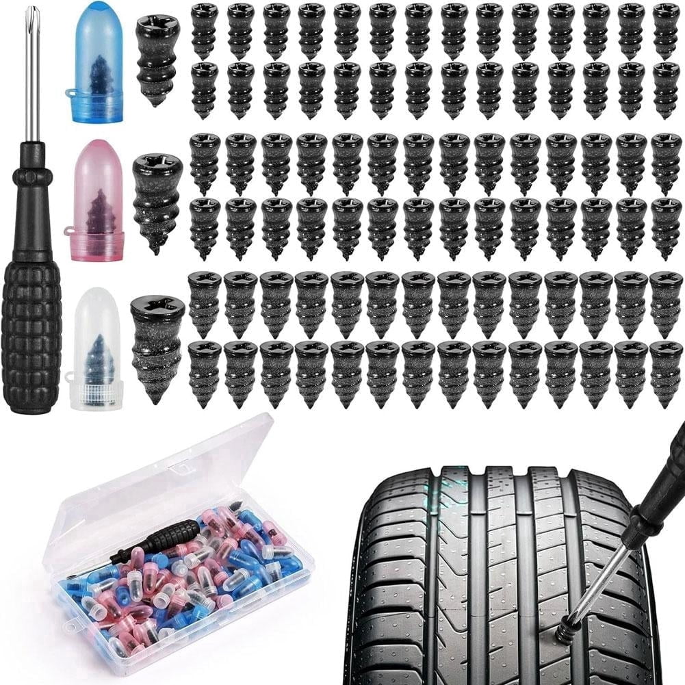 90Pcs Tire Repair Nails Kit with 3 Sizes, Vacuum Tire Repair Rubber Nail, Tire Rubber Nails Tool, Quick Fix Rubber Screw Repair Tools for Car, Motorcycle, Truck, Bike