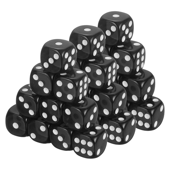 100Pcs Translucent Polyhedral Dice 16mm Square Dice W Rounded Edge, Black