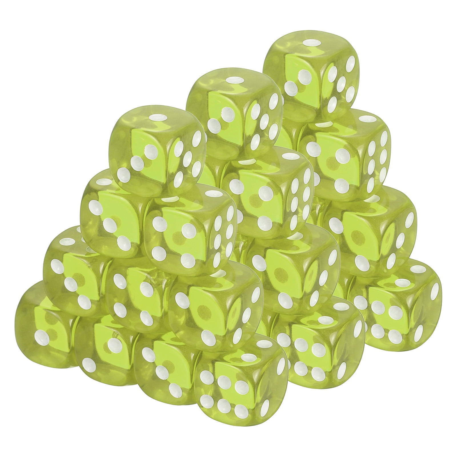 100Pcs Translucent Polyhedral Dice 16mm Square Dice W Rounded Edge, Grass green