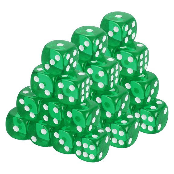 100Pcs Translucent Polyhedral Dice 16mm Square Dice W Rounded Edge, Green