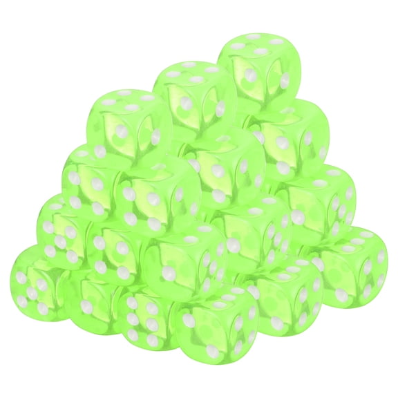 100Pcs Translucent Polyhedral Dice 16mm Square Dice W Rounded Edge, Neon Green
