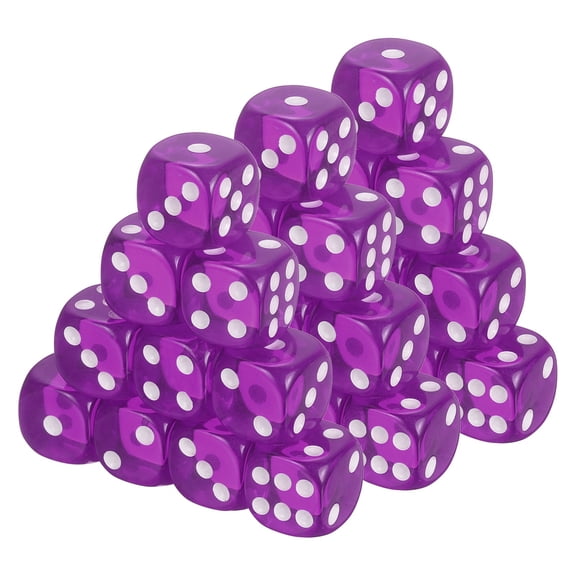 100Pcs Translucent Polyhedral Dice 16mm Square Dice W Rounded Edge, Purple