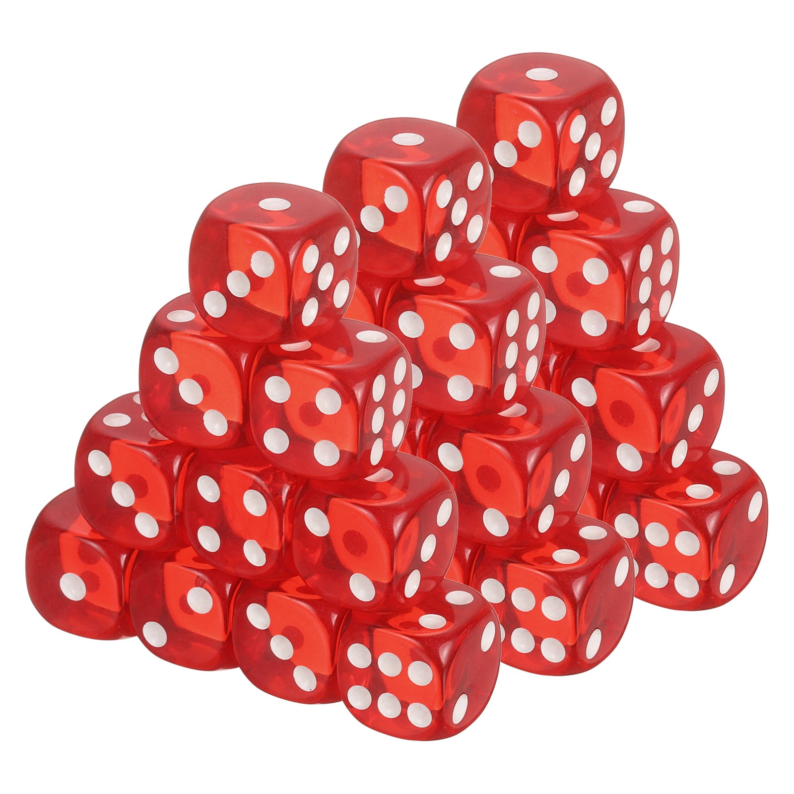100Pcs Translucent Polyhedral Dice 16mm Square Dice W Rounded Edge, Red