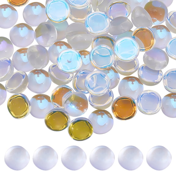 100Pcs Transparent Glass Cabochons AB Color Plated Half Round/Dome Clear AB 8x4mm