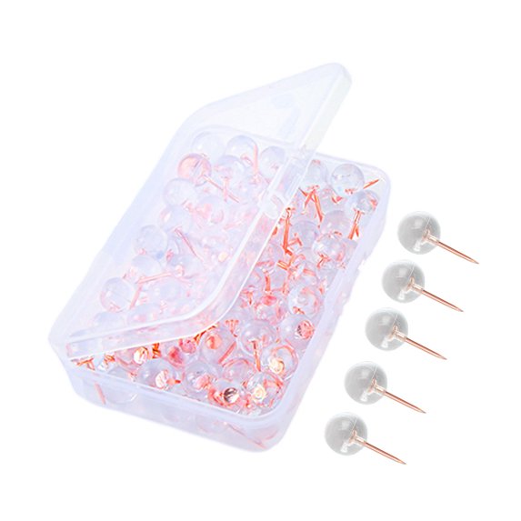 100Pcs Transparent Pushpins Circular Transparent Thumbtack Round Thumbtack Plastic Sewing Fixing Thumbtack Pressing Pushpins for Photos Posters Map Markers Wall Fixing Accessories Type 3
