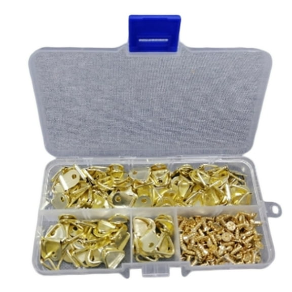 100Pcs Triangle Ring Photo Frame Hooks With Screws For Hanging Pictures Artwork