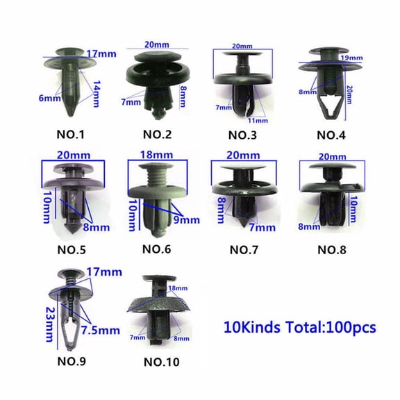 100Pcs Trunk Screw Rivets Set Bumper Fender For Auto/Car Plastic Fastener Clips