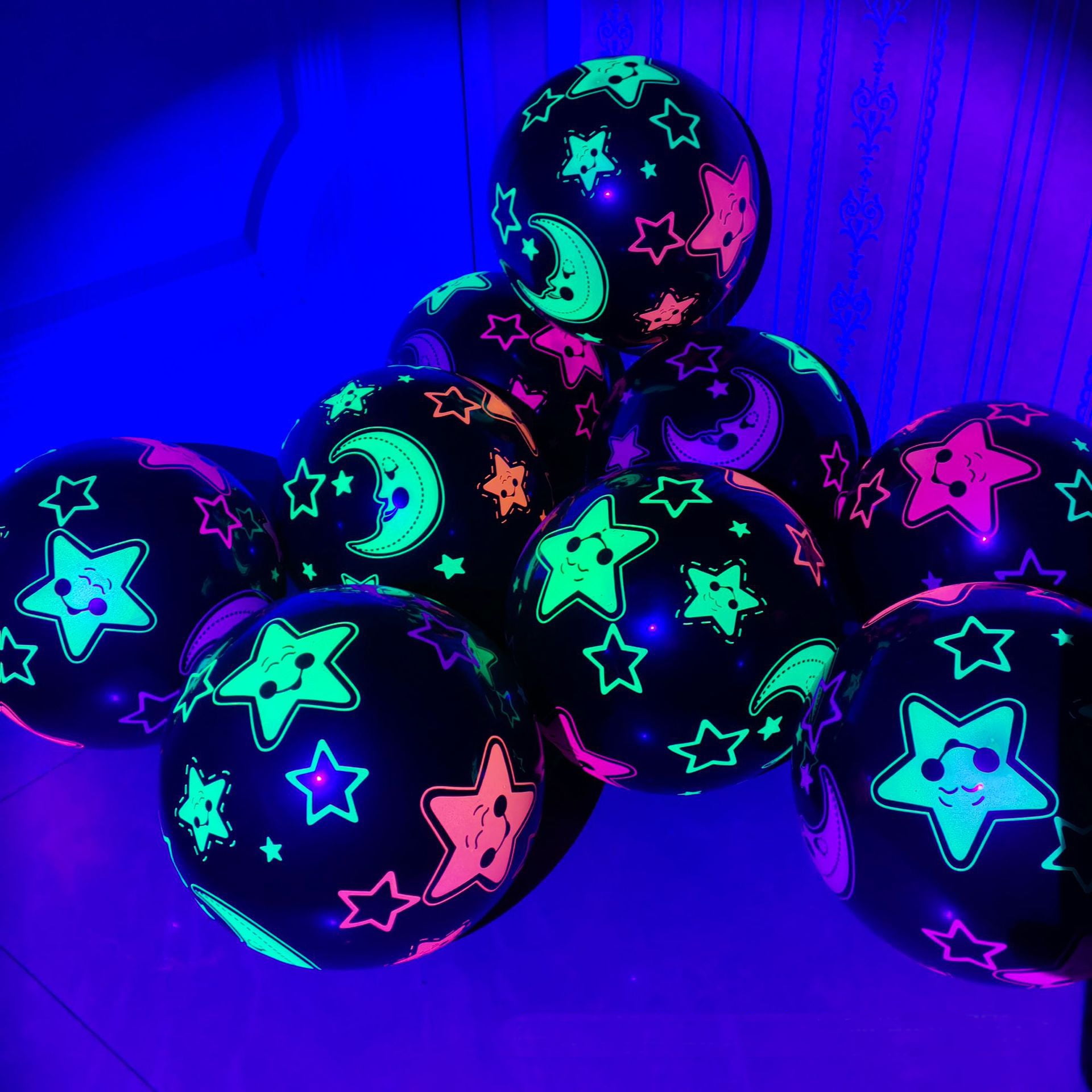 100 Pcs UV Neon Balloons , Neon Glow Party Balloons UV Black Light Balloons Glow in The Dark for Birthday Decorations Wedding Glow Party Supplies