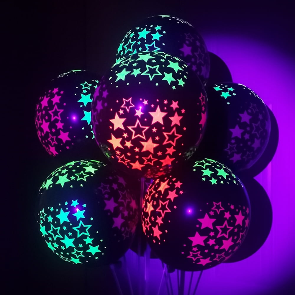 100Pcs UV Neon Balloons, Neon Glow Party Balloons, UV Black Light Fluorescent Balloons, Glow in the dark for Birthday Decorations Wedding Party Supplies