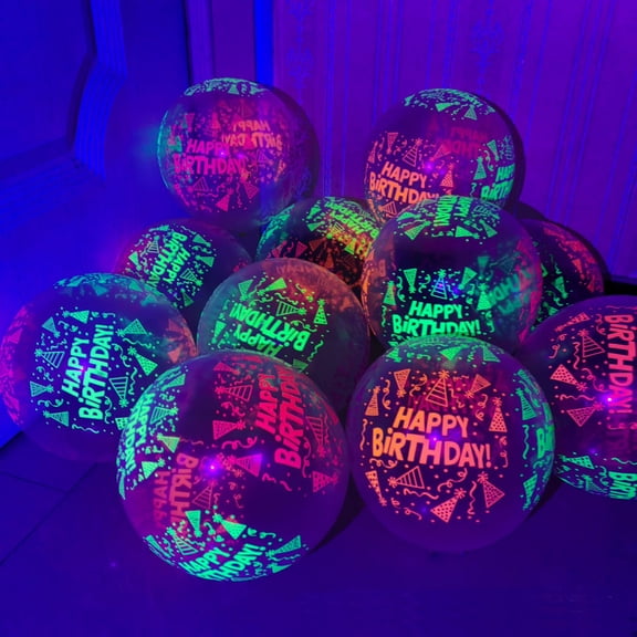 100Pcs UV Neon Balloons, Neon Glow Party Balloons, UV Black Light Fluorescent Balloons, Glow in the dark for Birthday Decorations Wedding Party Supplies