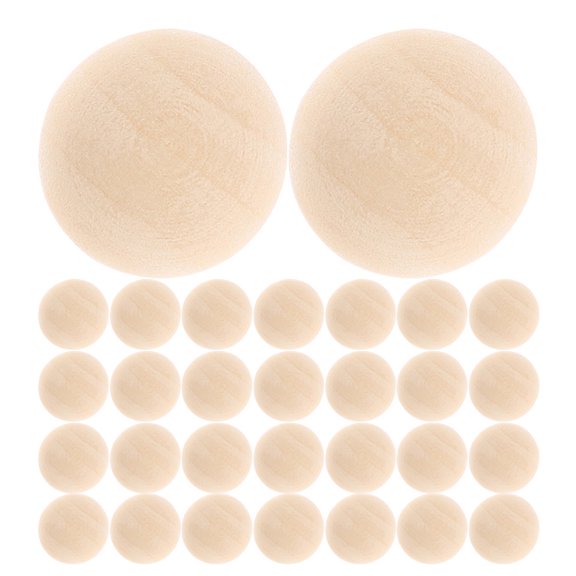 Mobestech 100Pcs Half Round Wood Beads Natural Beige Smooth Finish for Home Decoration