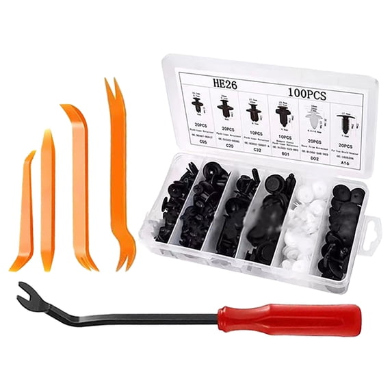 100Pcs Universal Expansion Screw Clips Set, Ngxiha 6 Sizes Automotive Plastic Fastener Kit for Automobiles Mudguard Leaf Plates Door Panel Clip, Car Retainer Clips & Fastener Remover Car Accessories