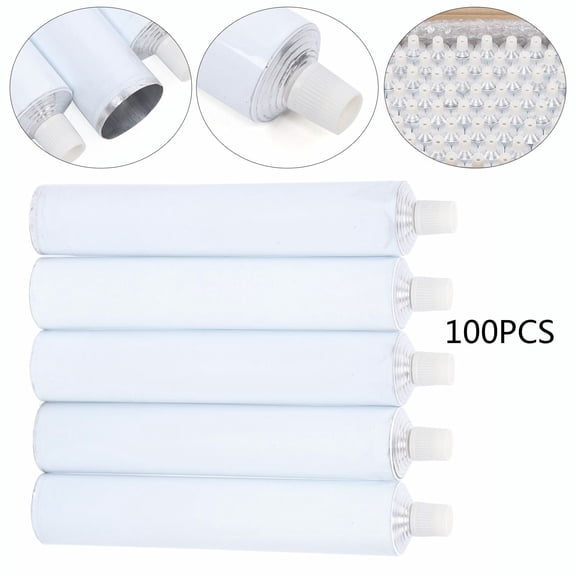 100Pcs Unsealing Aluminum Empty Toothpaste Tubes 100ml Portable Subpackage Pipe with Needle Cap Recyclable Easy Filling Suitable for Travel