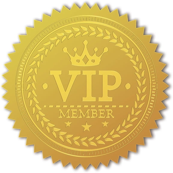 100Pcs VIP Member Gold Foil Certificate Seals Self Adhesive Embossed Seals Gold Stickers Medal Decoration Labels