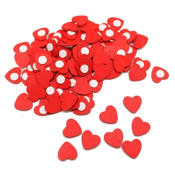100Pcs Valentine’s Day Heart-shaped Paper Scraps Heart Shaped Wooden Stickers Adhesive Labels for Scrapbooking DIY Crafts Card Making for Valentine's Day Weddings And