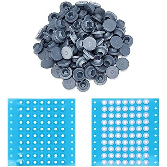 100Pcs Vial Rubber Stopper Rubber Injection Ports with 70 Pieces Synthetic Filter Paper Stickers Bottle Stoppers Set