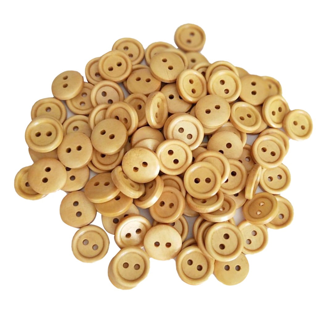 100Pcs Vintage Wood Buttons Scrapbooking Handmade Sewing Craft 2 Holes ...