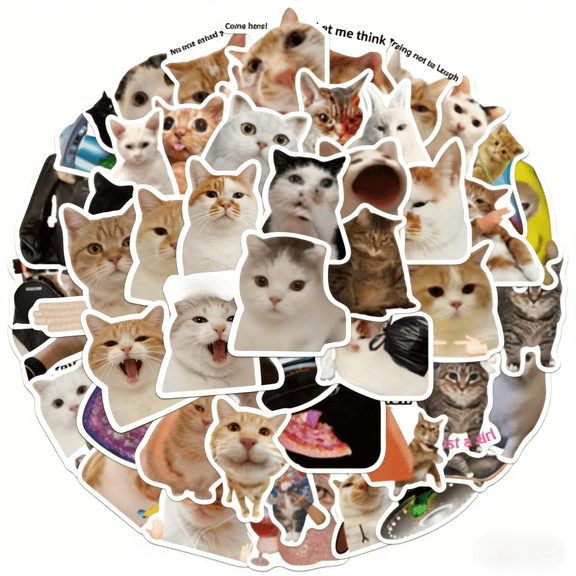 100Pcs Vinyl Funny Stickers – Kawaii Cat Meme Waterproof Stickers for Adults Journaling Laptops