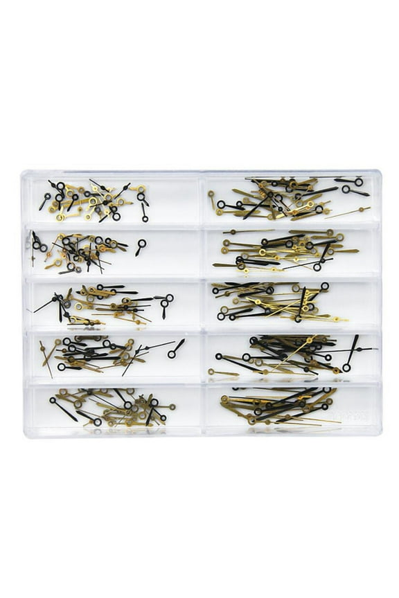 100Pcs Watch Hands Boxed Set 3-Hand Watch Movement Hands for Miyota 2035 Watch Repair, Black+Gold