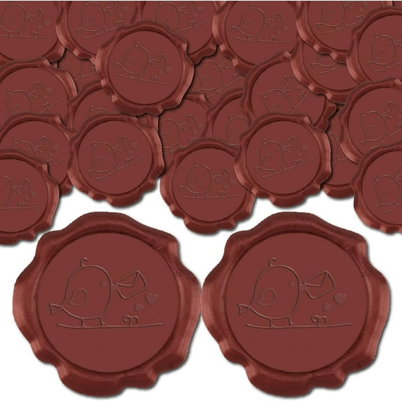 100Pcs Wax Seal Stickers Sending Bird Heart Wedding Invitation Envelope Sealing Stamp Sticker 30mm Self Adhesive Antique Red Vintage for Gift Wrapping DIY Decor