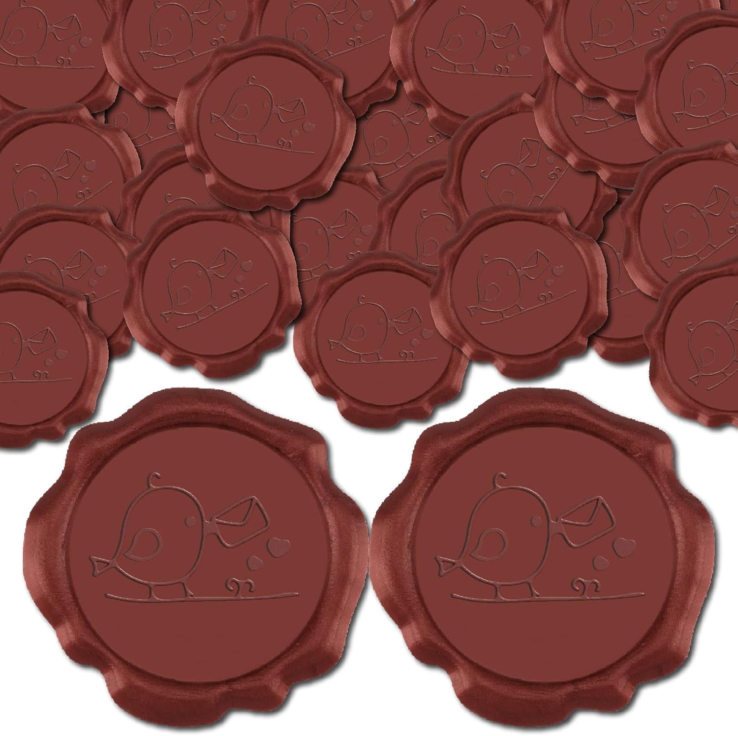 100Pcs Wax Seal Stickers Sending Bird Heart Wedding Invitation Envelope Sealing Stamp Sticker 30mm Self Adhesive Red Vintage for Gift Wrapping DIY Decor for DIY