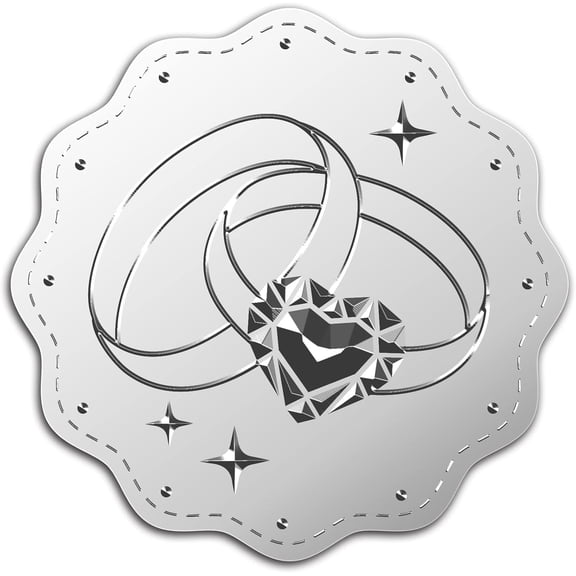 100Pcs Wedding Silver Foil Embossed Stickers Heart Ring Valentines Day Envelope Seal Self-Adhesive Bride Marriage Label Sticker Corporate Notary Sealing Invitation Card Maing Gift Wrapping