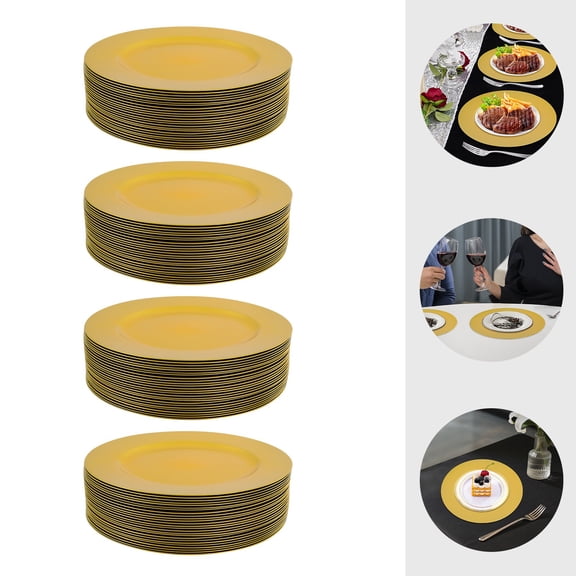 100Pcs Western Dim Sum Dishes With Patterns, Round Plates Set, Reusable Plate for Birthday Parties, Weddings