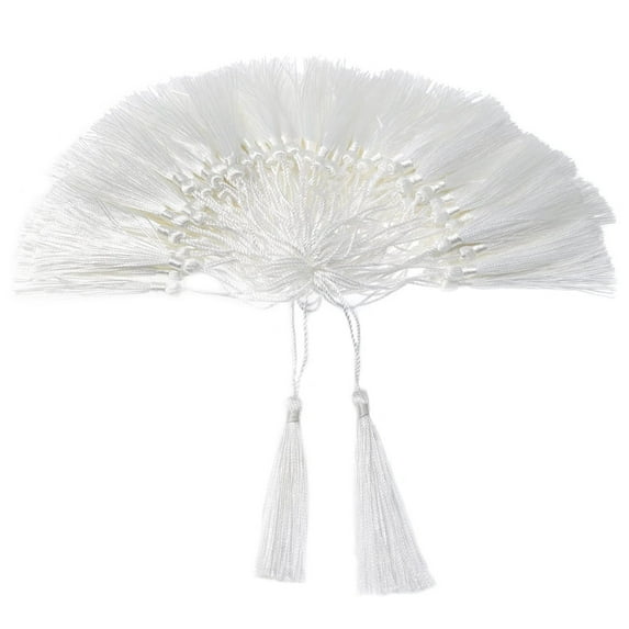 100Pcs White 13cm/5-Inch Handmade Soft Tassels Floss Bookmark Tassels for Jewelry Making, DIY Projects, Bookmarks