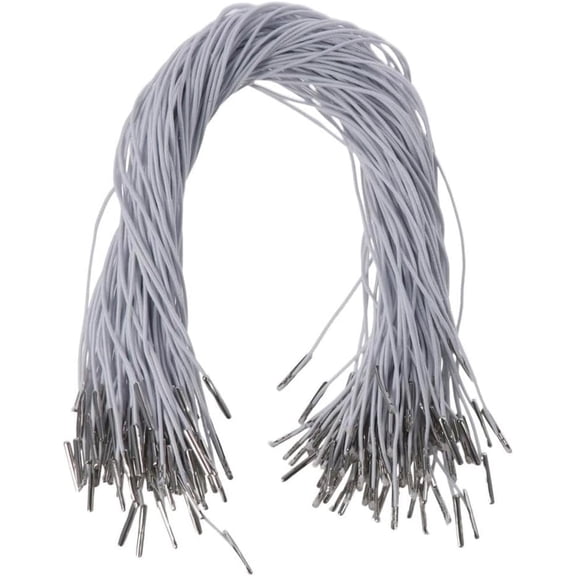100Pcs White Crafts Elastic Barbed Cord String Round Stretch Rope Loop Fastener Band with Metal Ends for Hats Masks