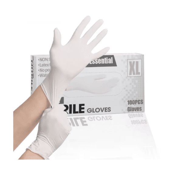 100Pcs White Disposable Gloves, Latex/Powder-Free Gloves for Nail Tattoo Hair Salon Garden Epoxy Resin Work, Home Office Professional Use