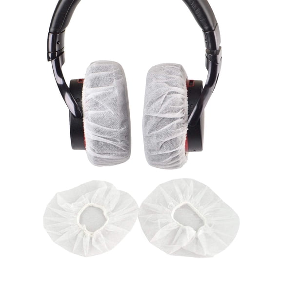 100Pcs White Non-Woven Sanitary Headphone Ear Cover, Disposable Super Stretch Covers Dust-resistant and Washable, for Most On Ear Headphones with 8.5~10cm Earpads