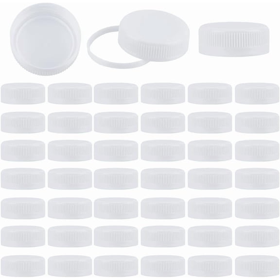 100Pcs White Screw-On Caps Reusable Plastic Bottle Caps White Plastic Seal Lid Screw Bottle Cap Replacement Lid Twist Cap for Juice Bottles Handmade Decorations - Inner Diameter 38mm