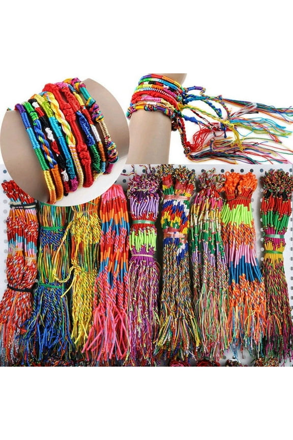 100Pcs Wholesale Jewelry Lot Braid Strands Friendship Cords Handmade Bracelets