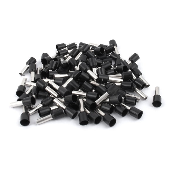 100Pcs Wire Crimp Cord End Terminal Insulated Ferrule Black E6012 10AWG 6mm