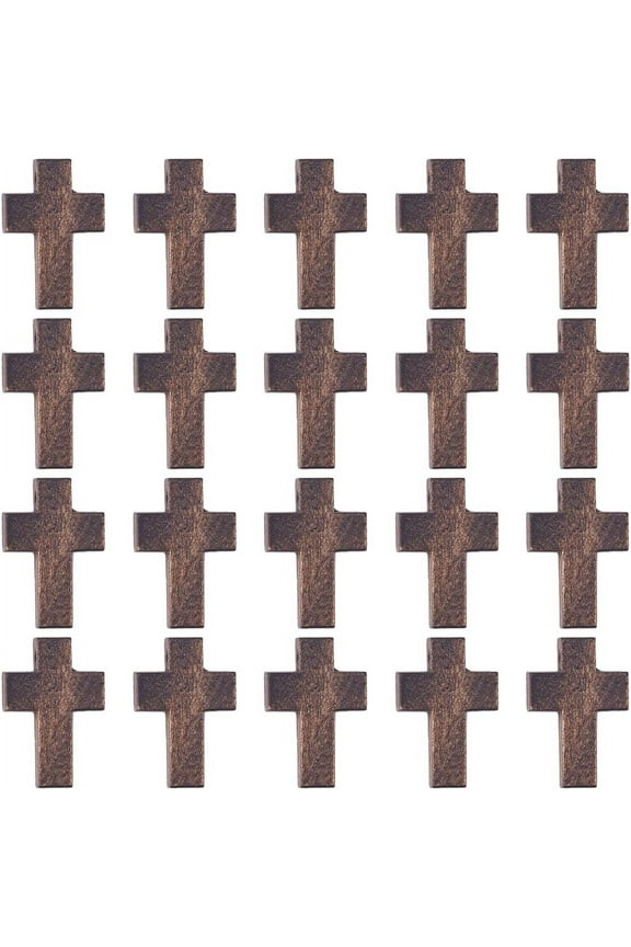 100Pcs Wood Charms Wooden Beads Mini Small Pocket Crosses Natural Wood Rosary Crucifix Easter Holiday Charms for Jewelry Making Charms DIY Necklace Bracelets Craft Supplies