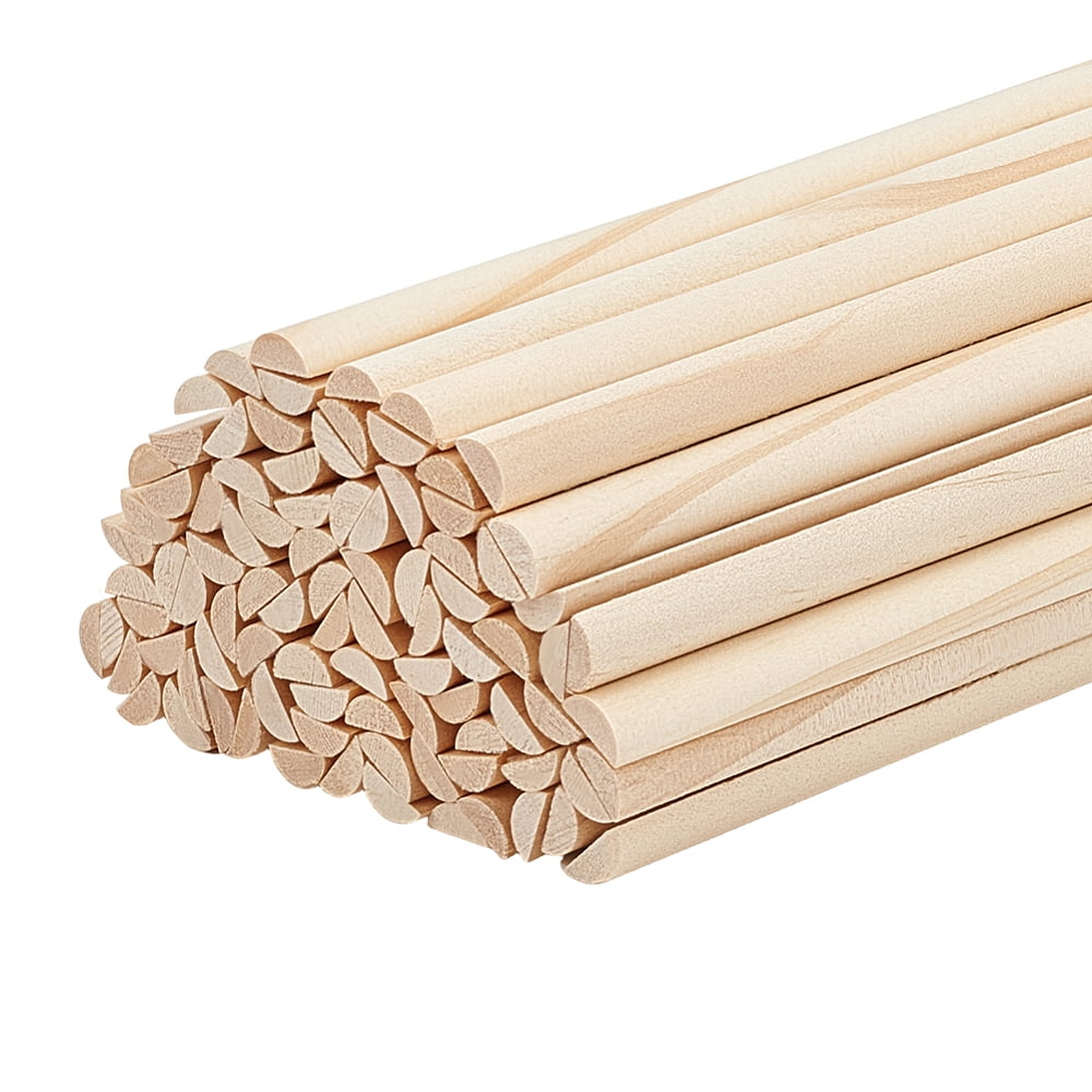 100Pcs Wood Craft Sticks Half Round Dowel Rod for Braiding Tapestry Arch Navajo White 35.1x0.7x0.35cm for making