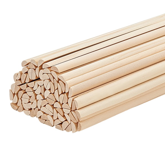 100Pcs Wood Craft Sticks Half Round Dowel Rod for Braiding Tapestry Arch White 30.1x0.7x0.35cm