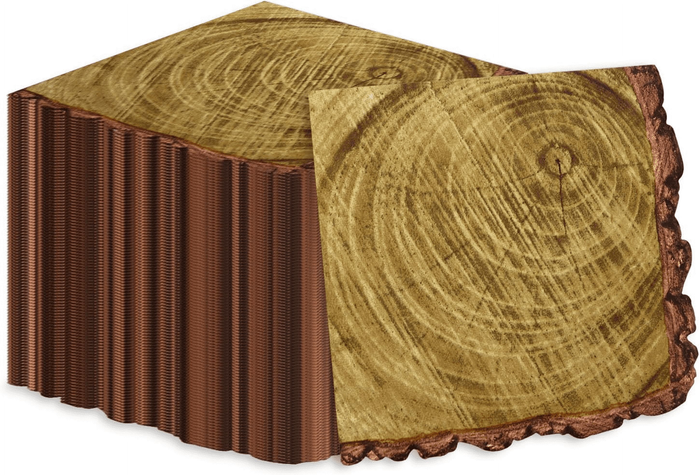 100Pcs Wood Grain Napkins, Disposable Brown Paper Napkins for Lumberjack Rustic Party, Woodland Decorations, Camping Supplies, Birthday, 13 x 13 Inches