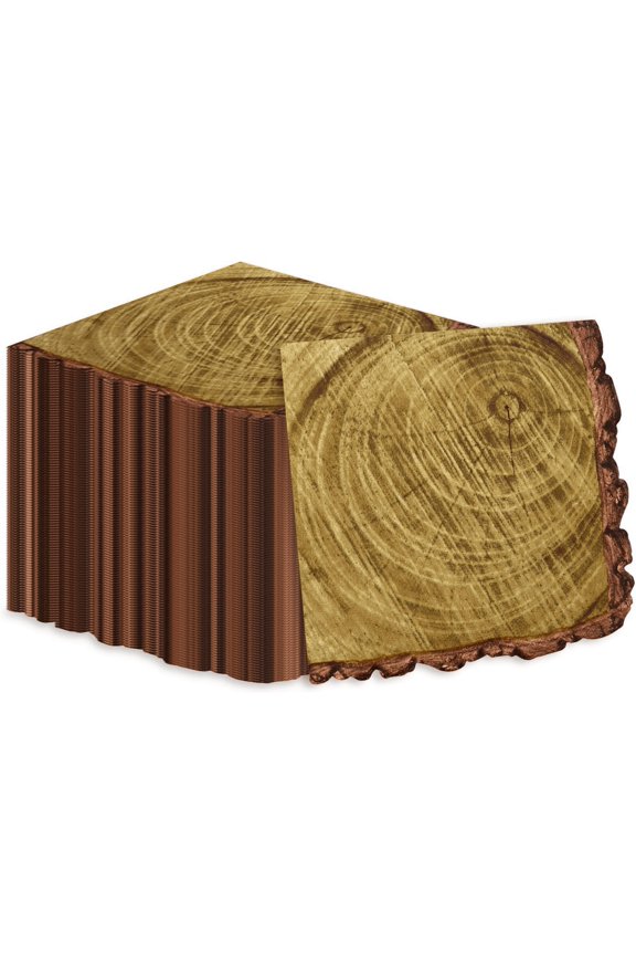 100Pcs Wood Grain Napkins, Disposable Brown Paper Napkins for Lumberjack Rustic Party, Woodland Decorations, Camping Supplies, Birthday, 13 x 13 Inches