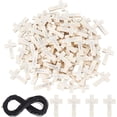 thumbnail image 1 of 100Pcs Wooden Cross Pendants with 20m Waxed Polyester Cord Printed Wood Cross Charms Crucifix Cross Beads, 1 of 9
