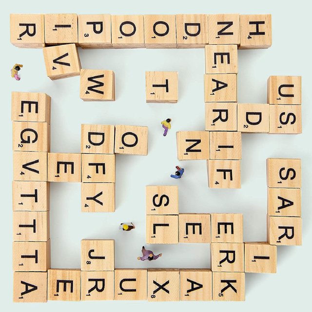 100Pcs Wooden Scrabble Tiles, Wood Letter Tiles Perfect for Crafts