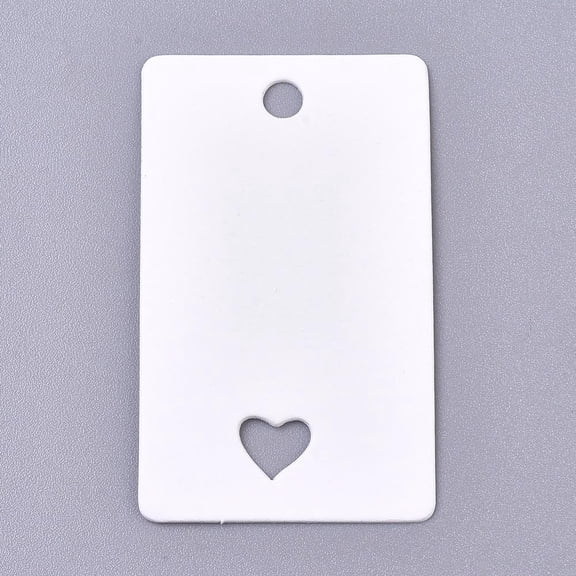 100Pcs Writable Kraft Paper Price Tags Rectangle with Heart White 30mm x 50mm x 0.4mm 100 Count for DIY handcrafting