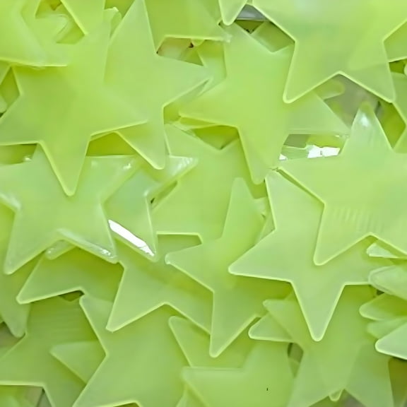 100Pcs Yellow Glow in The Dark Luminous Stars Fluorescent Reusable Plastic Wall Stickers and Murals or Ceiling Stars Fluorescent Luminous Decal Stickers for Home Décor Accents