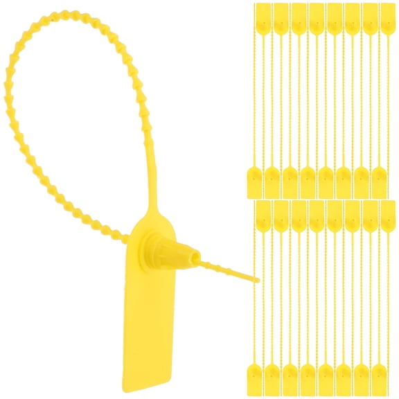 100Pcs Yellow Tamper Proof Security Tags Self Locking Seals for Fire Extinguisher and Garments